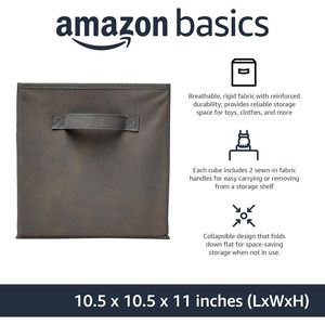Cubi Organizzatori Pieghevoli in Tessuto Grigio Resistente con Maniglie, 10,5x10,5x11 Pollici, Confezione da 6 - Product Image 2