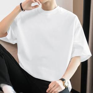 Camiseta de Manga Corta Holgada de Punto para Hombre, Estilo Americano, de Poliéster/Algodón de Alto Gramaje, Camiseta Básica de Verano - Product Image 5
