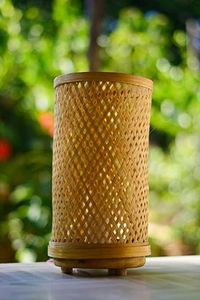 Eco-Friendly Bamboo Sphere Table Lamp | Handwoven Wicker Globe Night <b>Light</b> - Product Image 5