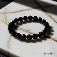 Bracelet en perles de tourmaline noire naturelle fait main en gros, bracelet de protection en cristal de tourmaline noire pour la guérison