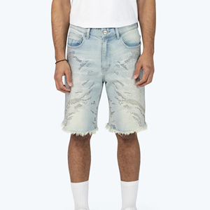 Pantalones Cortos de Mezclilla Casuales de Corte Regular para Hombre, Estilo Nuevo, Hechos a Medida, Color Sólido, Secado Rápido, Transpirables, 100% Algodón, Venta al Por Mayor - Product Image 1