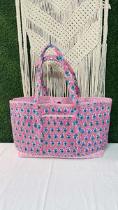 Premium Quilted Cotton Magnetic Closure Tote Bag Handmade Indian Block Print Shoulder <b>Shopper</b> for Daily Use - Product Image 3