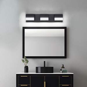 Contemporary <b>LED</b> Black-Iron Bathroom Vanity <b>Light</b> Fixture <b>Dimmable</b> 3-<b>Light</b> <b>Wall</b> Sconce in Matt Black for Over Mirror Lighting - Product Image 4
