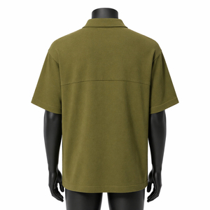 เสื้อโปโลผู้ชายสีเขียวมะกอกทรงโอเวอร์ไซส์แบบสั่งทำพิเศษ OEM ระบายอากาศได้ดี แขนสั้น สไตล์ลำลอง สตรีทแวร์ ชุดยูนิฟอร์มกอล์ฟ ขายส่งจำนวนมาก - Product Image 5