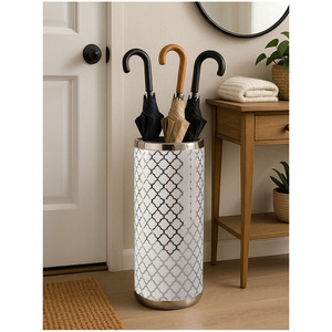 Porte-parapluie élégant en métal thermolaqué avec perforations artistiques pour une utilisation durable et stylée - Product Image 6