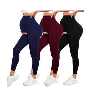 Leggings de Yoga Maternité Personnalisés en Gros OEM ODM pour Femmes – Taille Haute, Maille Unie, Extensibles dans les Quatre Sens, Respirants, Pantalons de Fitness pour la Grossesse - Product Image 1