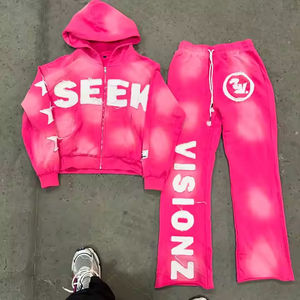 Nuevo Conjunto Deportivo Urbano con Bordado para Hombre, Logotipo Personalizado, 100% Algodón, Sudadera con Capucha Extra Grande y Pantalones Deportivos para Hombre - Product Image 4