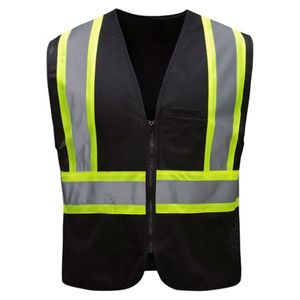 Adults Reflective Mesh Safety <b>Vest</b> With <b>Multi</b> Pockets & Zipper Up High Visibility <b>Vest</b> Roadside Construction Work Wear <b>Vest</b> - Product Image 2