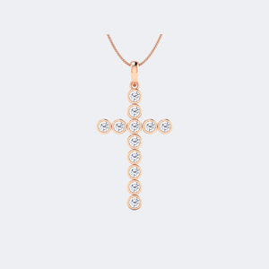 Collar con Colgante de Cruz con Diamantes Redondos de 1.40CTW con Engaste de Bisel para Mujer - Product Image 3