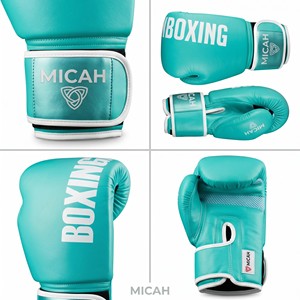 Gants de boxe de haute qualité pour l'entraînement et le sparring, avec logo personnalisé, sangle à lacets, en cuir PU respirant, pour la salle de sport, impression sérigraphiée - Product Image 4
