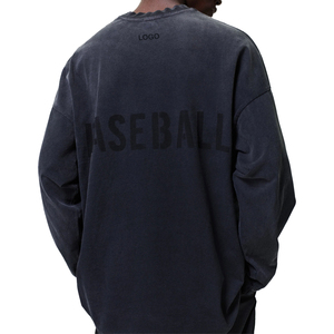 <b>Top</b> Trendy Custom Premium Heavyweight <b>Long</b> <b>Sleeve</b> T Shirt Men Oversized Vintage Wash Cotton Streetwear OEM Private Label men <b>top</b> - Product Image 2
