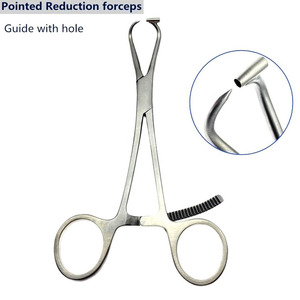 Pinza de reducción puntiaguda DETAIN IMPEX DI-SS-R-81 con guía de orificio, instrumento quirúrgico ortopédico manual de acero inoxidable para clavos óseos - Product Image 1