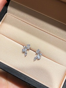 Boucles d'oreilles en diamant de laboratoire en forme de poire, or blanc massif 14 carats, boucles d'oreilles convertibles en diamant pour femmes, bijoux minimalistes - Product Image 6