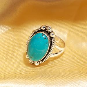 Wholesale Factory Price Jewelry Best Trending 925 Sterling Silver <b>Ring</b> with Original Arizona <b>Turquoise</b> Gemstone Designer <b>Rings</b> - Product Image 3