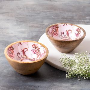 Cuencos decorativos de madera natural con diseño de flores, forma redonda superior, juegos para el hogar y fiestas de boda - Product Image 4