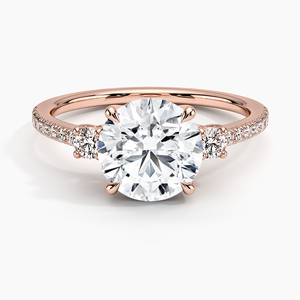 Anillo de Compromiso de Oro Amarillo con Diamantes, Corte Redondo, Diseño de Tres Piedras, Diamante Cultivado en Laboratorio con Certificado IGI, Anillo de Novia para Mujer, Anillo de Boda - Product Image 3