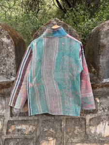 Chaqueta Kimono Larga de Algodón Kantha para Mujer, Cosida a Mano, Reversible, Estilo Boho Étnico, Ligera, Acolchada, Estilo Duster, Abierta por Delante - Product Image 5