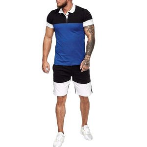 Ensemble de fitness 2 pièces pour homme, été 2026, haute qualité, personnalisé, en coton, décontracté, comprenant un polo à manches courtes et un short ample - Product Image 2