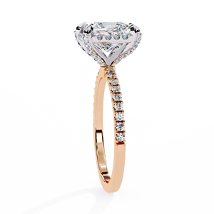Bague de fiançailles en diamant de laboratoire taille princesse 2,00 ct, en vermeil d'or 18 carats, avec halo pavé et tige pavée, pour femme, luxe - Product Image 5