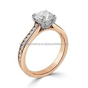 Anillo de bodas de oro blanco de 14K certificado 2,00 Ct forma redonda solitario de moissanita blanca genuina para compromiso o regalo - Product Image 3