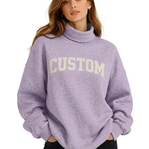 Sweat-shirt tendance à col montant décontracté pour femme, coupe ample, tissu doux au toucher, vêtements décontractés pour un style de vie actif - Product Image 1