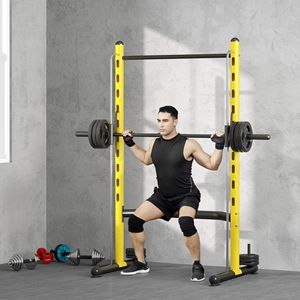 Rack demi-cercle jaune réglable multifonctionnel avec barre de traction et barre d'haltères pour l'haltérophilie et les développés couchés - Product Image 1