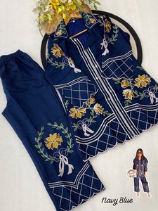Hermoso Conjunto de 2 Piezas (Top y Pantalón) de Seda Romana Elástica de Alta Calidad para Mujer, para Bodas y Fiestas, con Forro de Crepé - Product Image 6