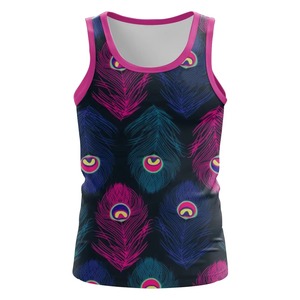 เสื้อกล้ามผู้ชายผ้าสแปนเด็กซ์/โพลีเอสเตอร์พิมพ์ลายตามสั่งขายส่ง บริการ OEM พิมพ์ลายแบบระเหิด ระบายอากาศ แห้งเร็ว - Product Image 2