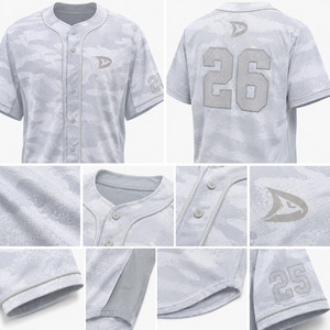 Maillot de baseball camouflage blanc pour homme, manches courtes, boutons sur le devant, évacuation de l'humidité, coupe classique - Product Image 6