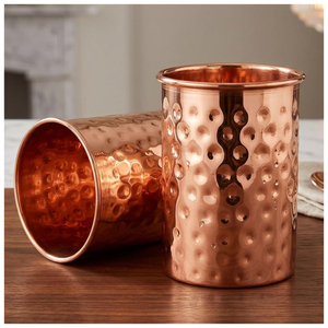 Gobelet en cuivre pur à 100 %, artisanal, martelé, pour les bienfaits ayurvédiques, écologique, vaisselle en métal de qualité supérieure - Product Image 1