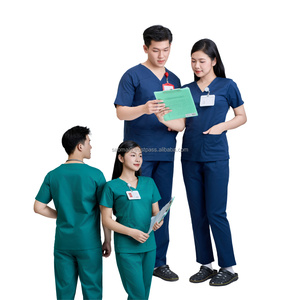 Vente en gros vêtements uniformes ensembles hôpital médical gommages médecins blouse blanche soins infirmiers haut manches courtes-usine FMF-OEM/ODM - Product Image 1