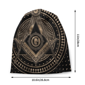 Gorro de Punto Premium Master Mason, Gorro de Invierno con Diseño Jacquard Personalizado de Escuadra y Compás - Product Image 3