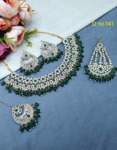 <b>Floral</b> Cluster Cubic Zirconia Necklace Set With Pasa Mang Tika And Earrings Antique Gold Plated Fashion <b>Jewellery</b> Set For Womens - Product Image 6