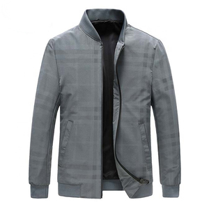 Chaqueta bomber a cuadros para hombre con cuello alto, informal, con cremallera, a prueba de viento, para otoño. - Product Image 4