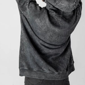 US Free Tax Black Acid Wash <b>Pullover</b> Hoodie DTG All Over Print Screen Print Graphic Zip up Hoodie for <b>Men</b> - Product Image 2