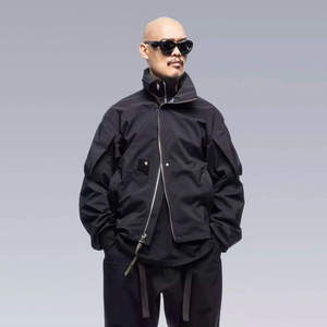 Chaqueta Táctica Impermeable para Hombre, Estilo Cyberpunk, Ropa de Calle Harajuku, Chaqueta Funcional con Bolsillos Utilitarios para Exteriores - Product Image 1