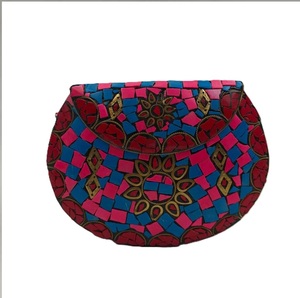 Green Mosaic Metal Clutch Bag Beaded Waterproof Evening Purse Floral Pattern Handmade Women <b>Handbag</b> Use Hot Selling 7 Inch - Product Image 3