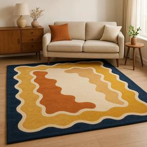 Alfombra de Lana Moderna Personalizada Hecha a Mano, Alfombra de Lana Tufted para Sala de Estar - Product Image 1