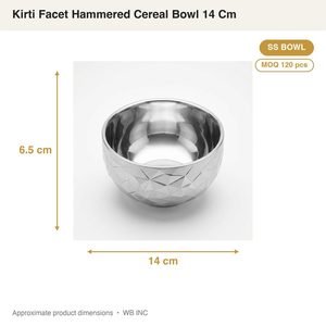 ชุดชามสแตนเลส SS304 งานแฮนด์เมด รุ่น Kirti Facet Hammered ขนาด 14 ซม. ผิวซาตินด้านนอก ดีไซน์เหลี่ยมเรียบ สำหรับตกแต่งบ้าน งานแต่งงาน-ด้านในผิวซาตินเหลี่ยม - Product Image 4