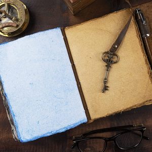 Vintage Brown Leather <b>Diary</b> Handmade Gift Multicolour Deckle Edge Soft Cover Sewing Binding Wood Pen Loop Key Strap Closure - Product Image 6