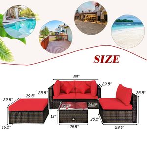 Set di 5 Pezzi di Mobili da Esterno in Rattan, Divano Componibile con Cuscini - Product Image 5