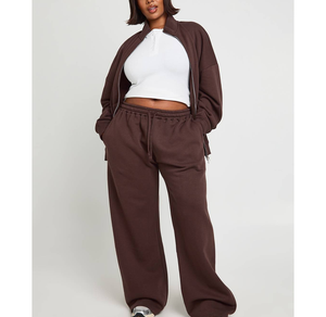 Conjunto Deportivo para Mujer, Estilo Urbano, Personalizado con Impresión DTG, Chaqueta con Cremallera y Hombros Caídos, Forro Polar de Poliéster, OEM ODM - Product Image 5