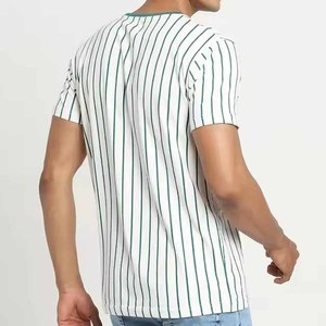เสื้อยืดผู้ชายขายส่งราคาถูก ระบายอากาศได้ดี สีขาวลายเส้นสีเขียว เสื้อยืดผ้าฝ้ายเปล่าคุณภาพสูง บริการ OEM - Product Image 2
