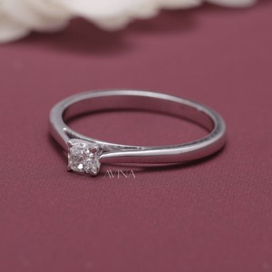 IGI Certified Cushion Cut Solitaire Diamond <b>Ring</b> in Solid 925 Sterling Silver - Product Image 2