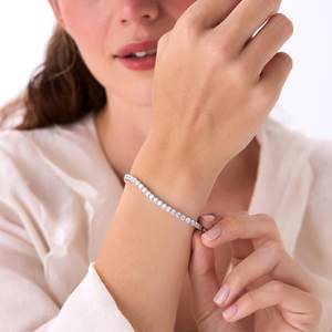 VVS Diam Round Lab Grown Diamond Tennis Bracelet PT-950 Platinum Classic Prong <b>Set</b> Luxury Wedding Fine Jewelry - Product Image 6