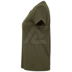 Camiseta de Moda para Mujer con Decoración de Diamantes de Imitación Brillantes, Cuello en V, Manga Corta, Estilo Casual - Product Image 5