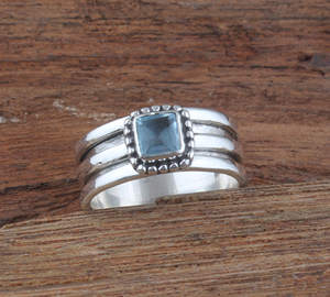 Luxury Natural Blue Topaz Band <b>Ring</b> Elegant 925 Sterling <b>Silver</b> <b>Statement</b> Jewelry High-Quality Genuine Swiss Blue Topaz <b>Ring</b> - Product Image 1