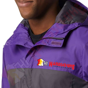 Veste Softshell Homme Imperméable et Légère à Capuche Zippée, Coupe-Vent, Color Block Violet et Gris, Idéale pour le Sport et la Randonnée, Vêtement d'Extérieur Élégant - Product Image 5