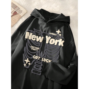 Sweat à capuche zippé personnalisé marron avec strass pour hommes et femmes, style streetwear oversize, imprimé graphique, mode de luxe - Product Image 3