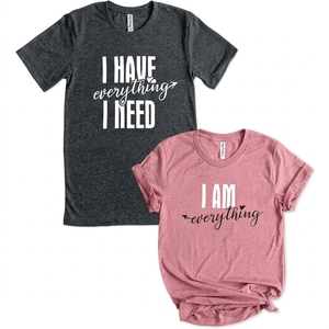 Tengo todo lo que necesito y soy todo lo que necesito, conjunto de camisetas de manga corta para parejas, camisetas informales de algodón con cuello redondo - Product Image 1